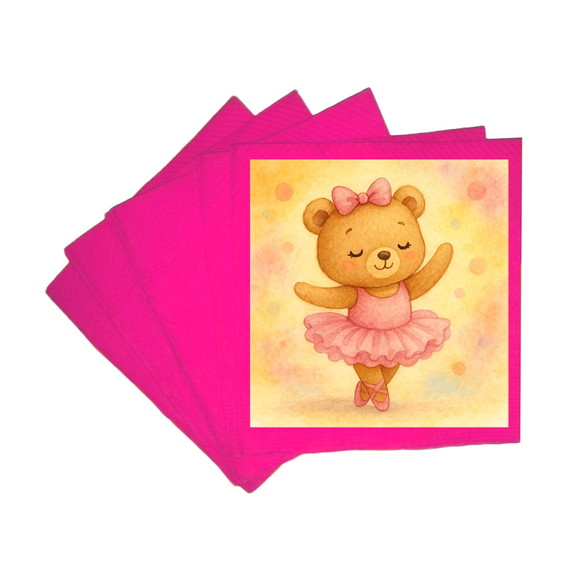 Guardanapo de Papel Personalizado Ursinha Bailarina - Imagem 3