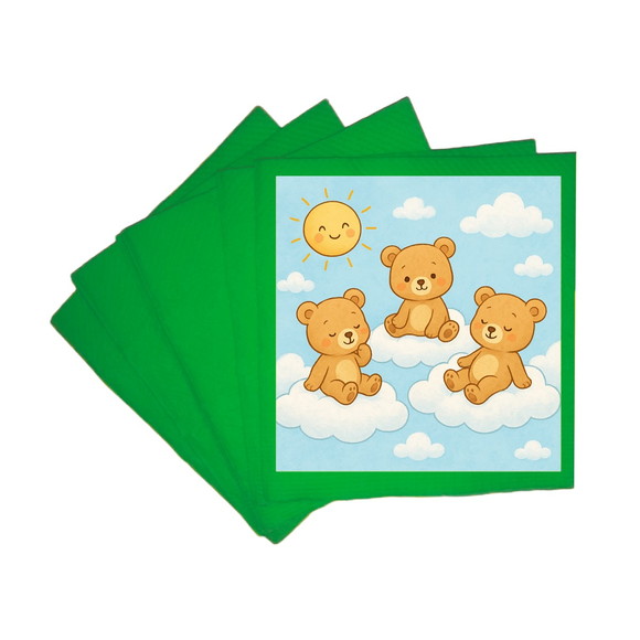Guardanapo de Papel Personalizado Ursinhos na Nuvem - Imagem 4