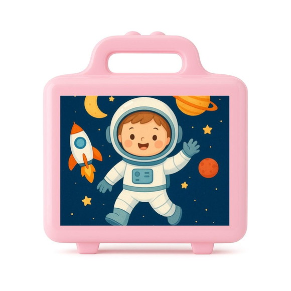 Maleta Plástica Personalizada 12x10cm Astronauta - Imagem 3