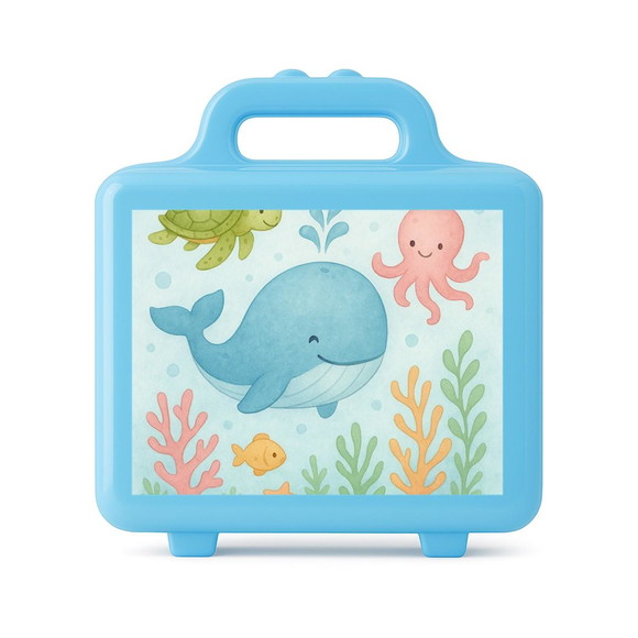 Maleta Plástica Personalizada 12x10cm Baleia Aquarela - Imagem 2