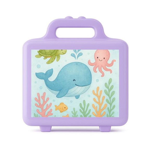 Maleta Plástica Personalizada 12x10cm Baleia Aquarela - Imagem 4