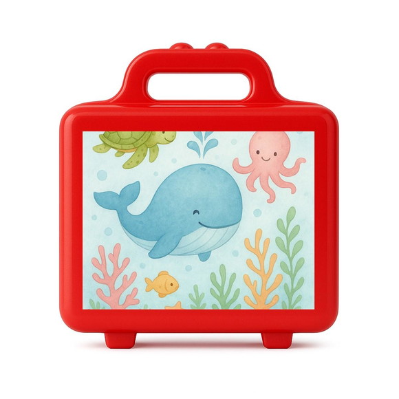 Maleta Plástica Personalizada 12x10cm Baleia Aquarela - Imagem 5