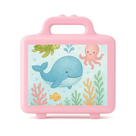 Maleta Plástica Personalizada 12x10cm Baleia Aquarela - Imagem 3