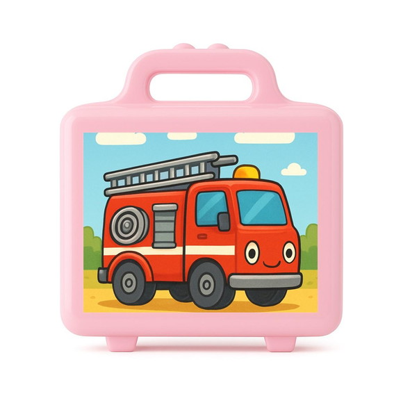 Maleta Plástica Personalizada 12x10cm Caminhão de Bombeiro - Imagem 3