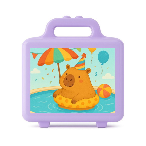 Maleta Plástica Personalizada 12x10cm Capivara Pool Party - Imagem 4