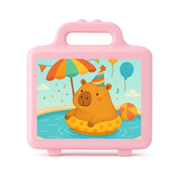 Maleta Plástica Personalizada 12x10cm Capivara Pool Party - Imagem 3