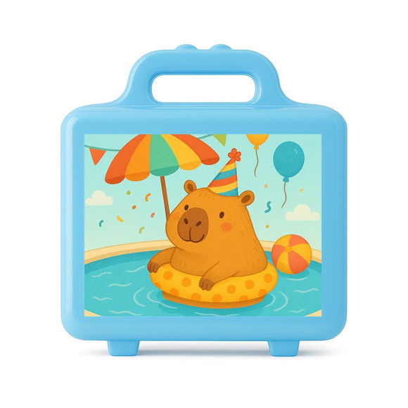 Maleta Plástica Personalizada 12x10cm Capivara Pool Party - Imagem 2