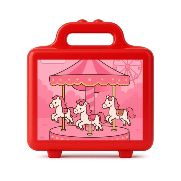 Maleta Plástica Personalizada 12x10cm Carrossel Rosa - Imagem 5