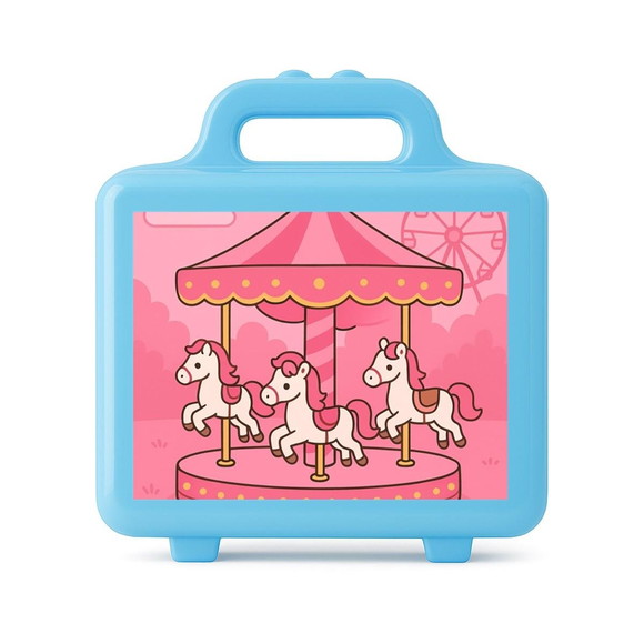 Maleta Plástica Personalizada 12x10cm Carrossel Rosa - Imagem 2