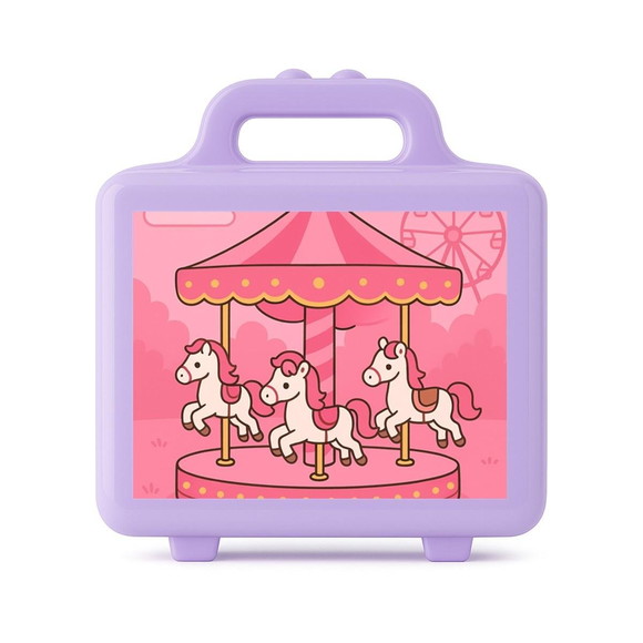 Maleta Plástica Personalizada 12x10cm Carrossel Rosa - Imagem 4