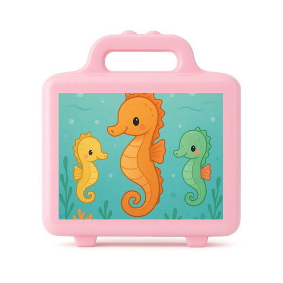 Maleta Plástica Personalizada 12x10cm Cavalos Marinhos - Imagem 3