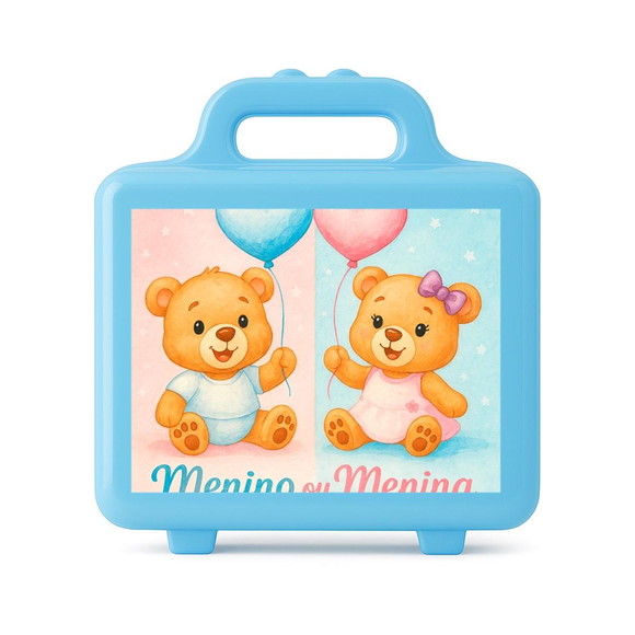 Maleta Plástica Personalizada 12x10cm Chá de Revelação - Imagem 2