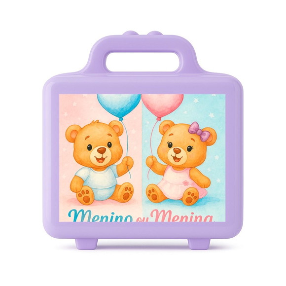 Maleta Plástica Personalizada 12x10cm Chá de Revelação - Imagem 4