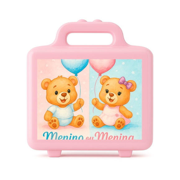 Maleta Plástica Personalizada 12x10cm Chá de Revelação - Imagem 3