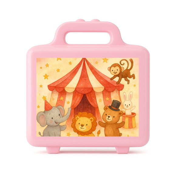 Maleta Plástica Personalizada 12x10cm Circo Aquarela - Imagem 3