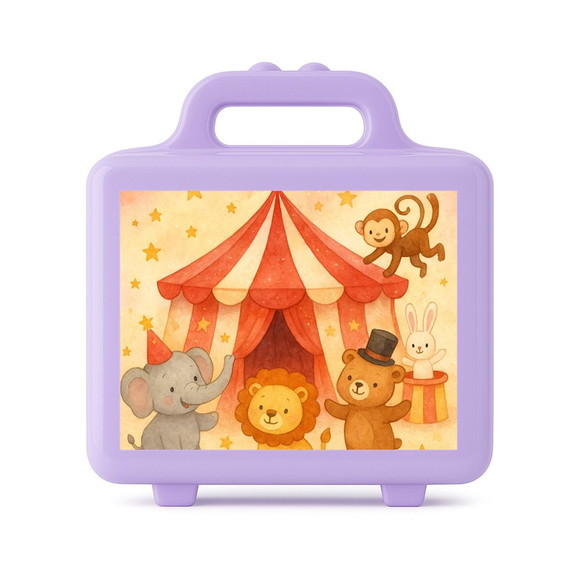 Maleta Plástica Personalizada 12x10cm Circo Aquarela - Imagem 4