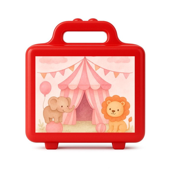 Maleta Plástica Personalizada 12x10cm Circo Rosa Aquarela - Imagem 5
