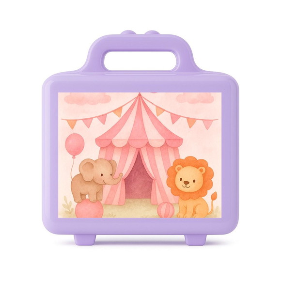 Maleta Plástica Personalizada 12x10cm Circo Rosa Aquarela - Imagem 4