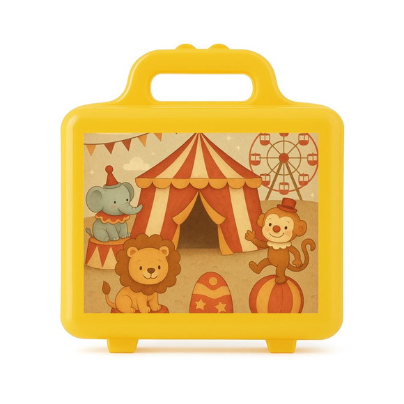 Maleta Plástica Personalizada 12x10cm Circo Vintage