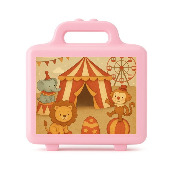 Maleta Plástica Personalizada 12x10cm Circo Vintage - Imagem 3