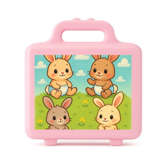 Maleta Plástica Personalizada 12x10cm Coelhinhos Baby - Imagem 3