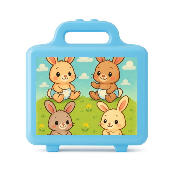 Maleta Plástica Personalizada 12x10cm Coelhinhos Baby - Imagem 2