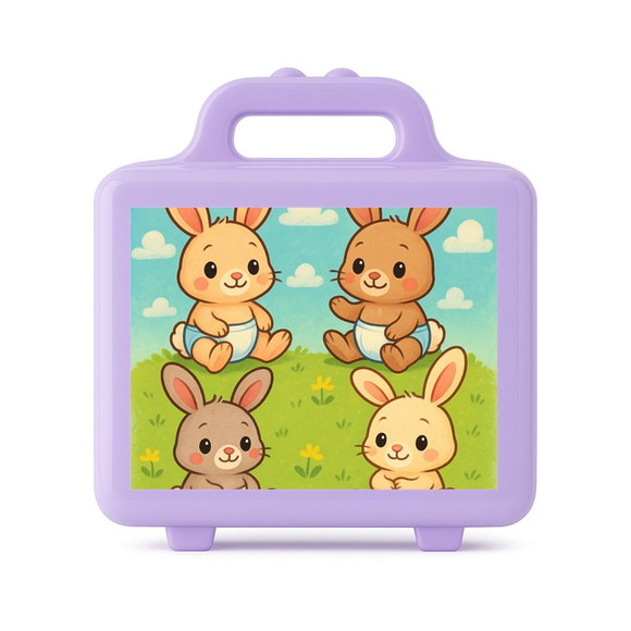 Maleta Plástica Personalizada 12x10cm Coelhinhos Baby - Imagem 4