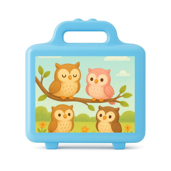 Maleta Plástica Personalizada 12x10cm Corujinhas - Imagem 2