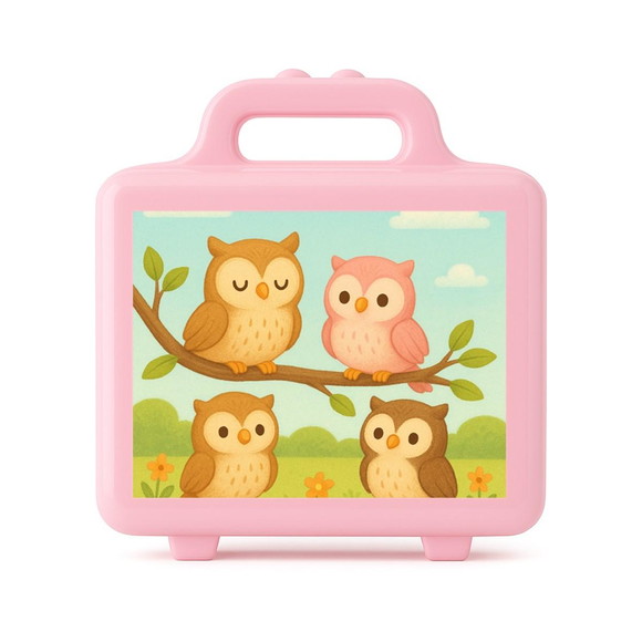 Maleta Plástica Personalizada 12x10cm Corujinhas - Imagem 3