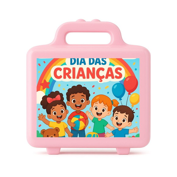 Maleta Plástica Personalizada 12x10cm Dia das Crianças - Imagem 3