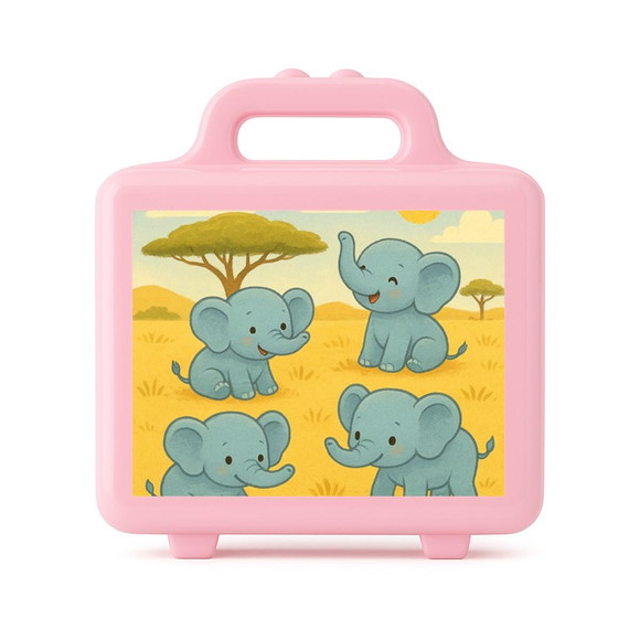 Maleta Plástica Personalizada 12x10cm Elefantinhos - Imagem 3