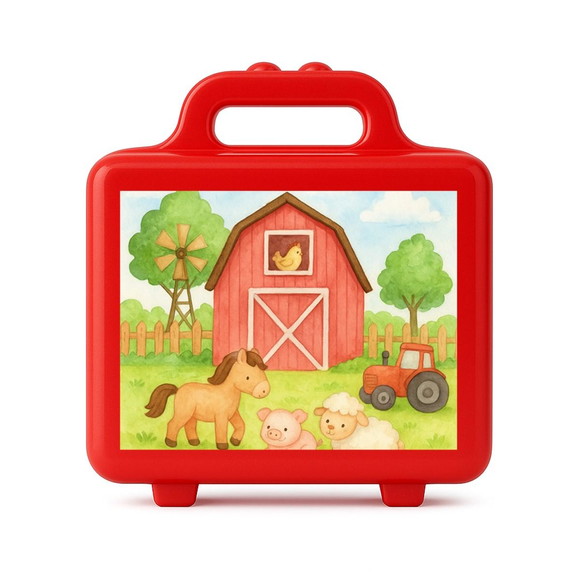 Maleta Plástica Personalizada 12x10cm Fazendinha Aquarela - Imagem 5
