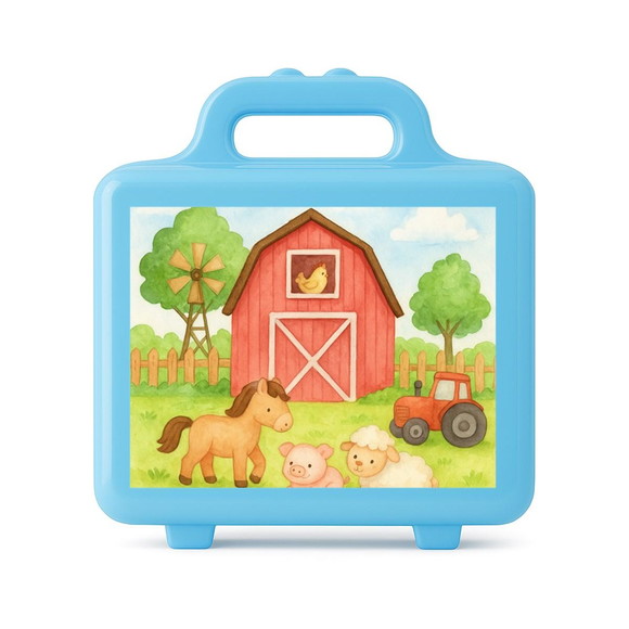 Maleta Plástica Personalizada 12x10cm Fazendinha Aquarela - Imagem 2