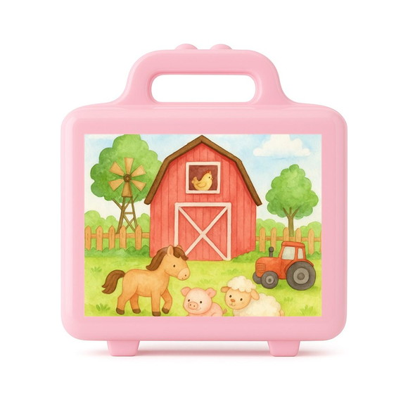 Maleta Plástica Personalizada 12x10cm Fazendinha Aquarela - Imagem 3