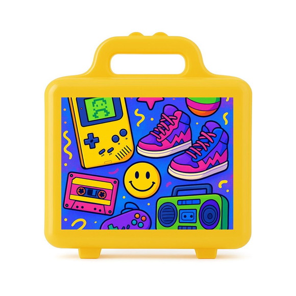 Maleta Plástica Personalizada 12x10cm Festa Anos 90