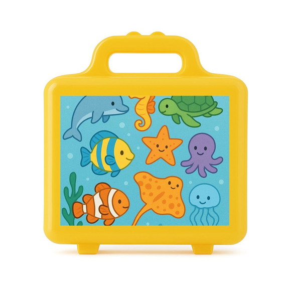 Maleta Plástica Personalizada 12x10cm Fundo do Mar