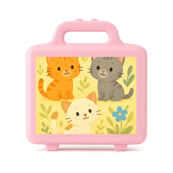 Maleta Plástica Personalizada 12x10cm Gatinhos - Imagem 3