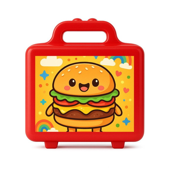 Maleta Plástica Personalizada 12x10cm Hambúrguer Divertido - Imagem 5