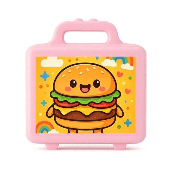 Maleta Plástica Personalizada 12x10cm Hambúrguer Divertido - Imagem 3