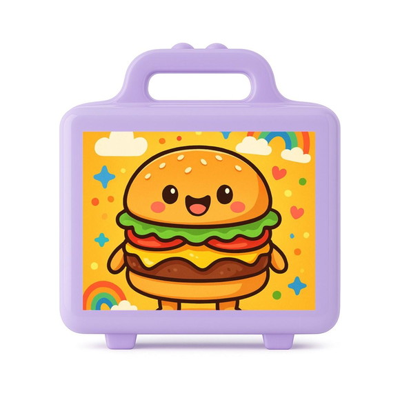 Maleta Plástica Personalizada 12x10cm Hambúrguer Divertido - Imagem 4