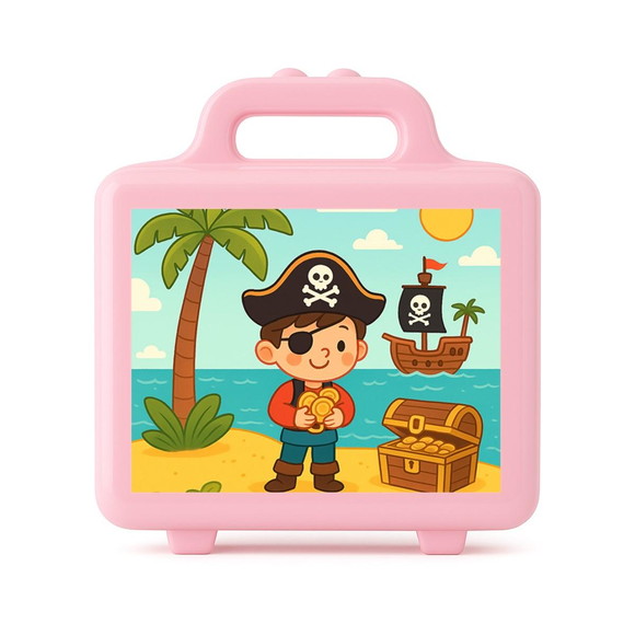 Maleta Plástica Personalizada 12x10cm Ilha Pirata - Imagem 3