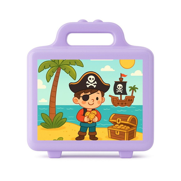 Maleta Plástica Personalizada 12x10cm Ilha Pirata - Imagem 4
