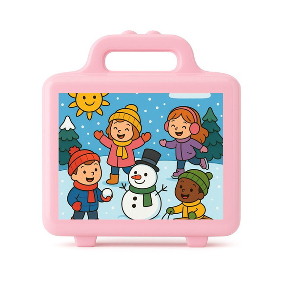 Maleta Plástica Personalizada 12x10cm Inverno Divertido - Imagem 3
