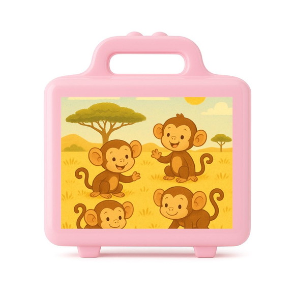 Maleta Plástica Personalizada 12x10cm Macaquinhos - Imagem 3