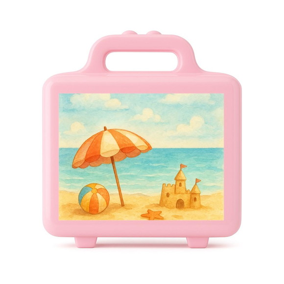 Maleta Plástica Personalizada 12x10cm Mar e Praia Aquarela - Imagem 3