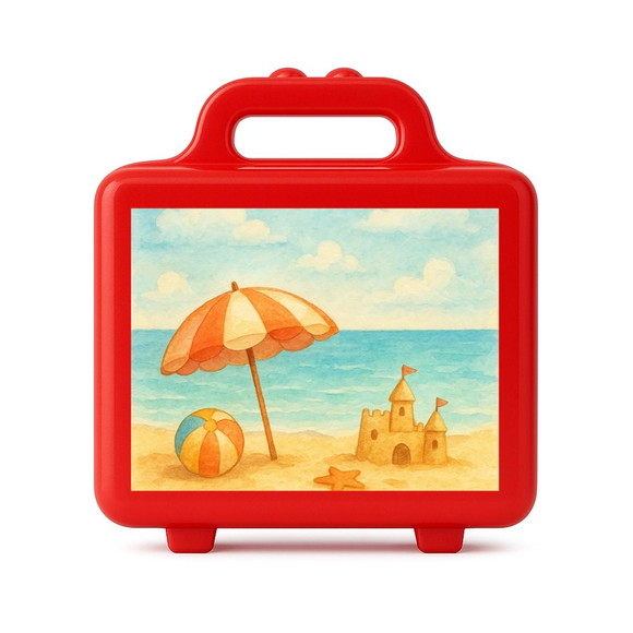 Maleta Plástica Personalizada 12x10cm Mar e Praia Aquarela - Imagem 5