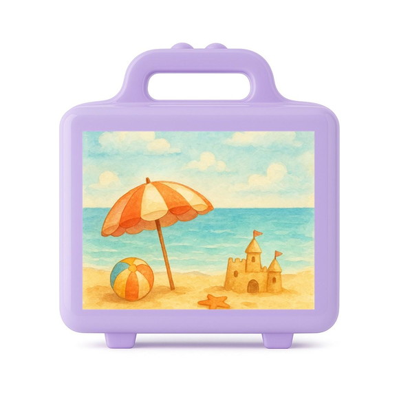 Maleta Plástica Personalizada 12x10cm Mar e Praia Aquarela - Imagem 4