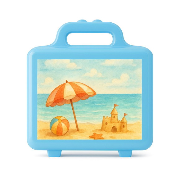 Maleta Plástica Personalizada 12x10cm Mar e Praia Aquarela - Imagem 2