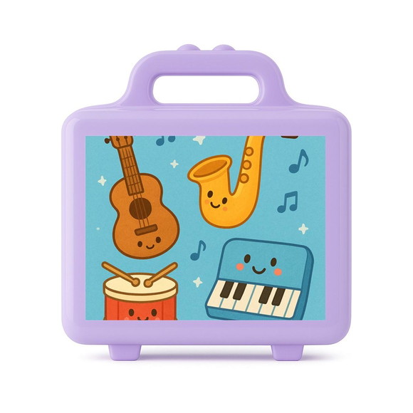 Maleta Plástica Personalizada 12x10cm Músicas Instrumentos - Imagem 4