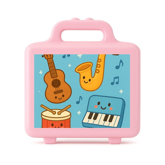 Maleta Plástica Personalizada 12x10cm Músicas Instrumentos - Imagem 3